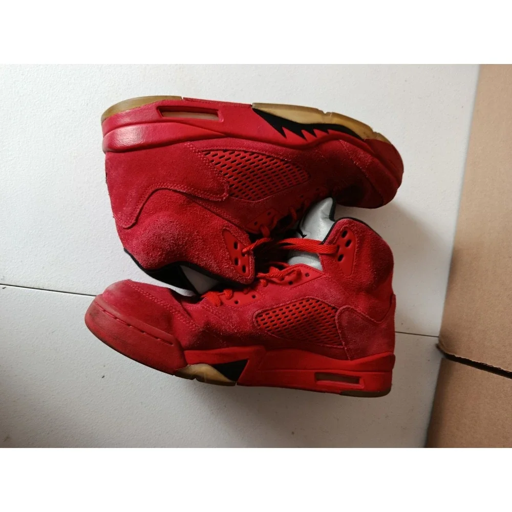 Nike Air Jordan 5 V University-Red-Suede Black Retro 2017 Sneakers Mens 12